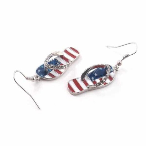 Freedom & Flip Flop American Flag Earrings - Picture 3 of 6
